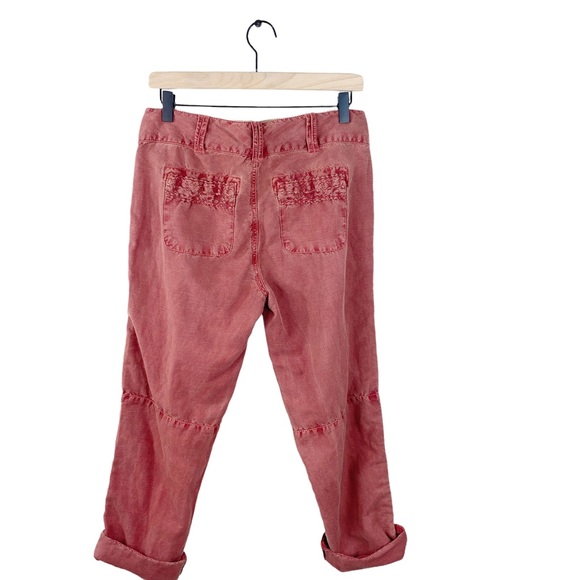 Sundance Organia Lace Trim Cotton Linen Pants Red Size 4 Petite - Picture 4 of 7